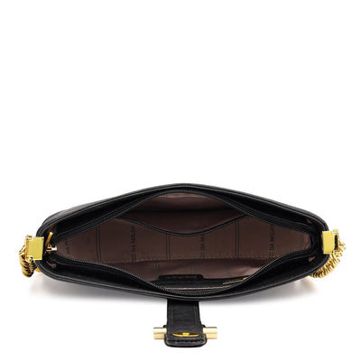 Small Franzy Leather Baguette - Black