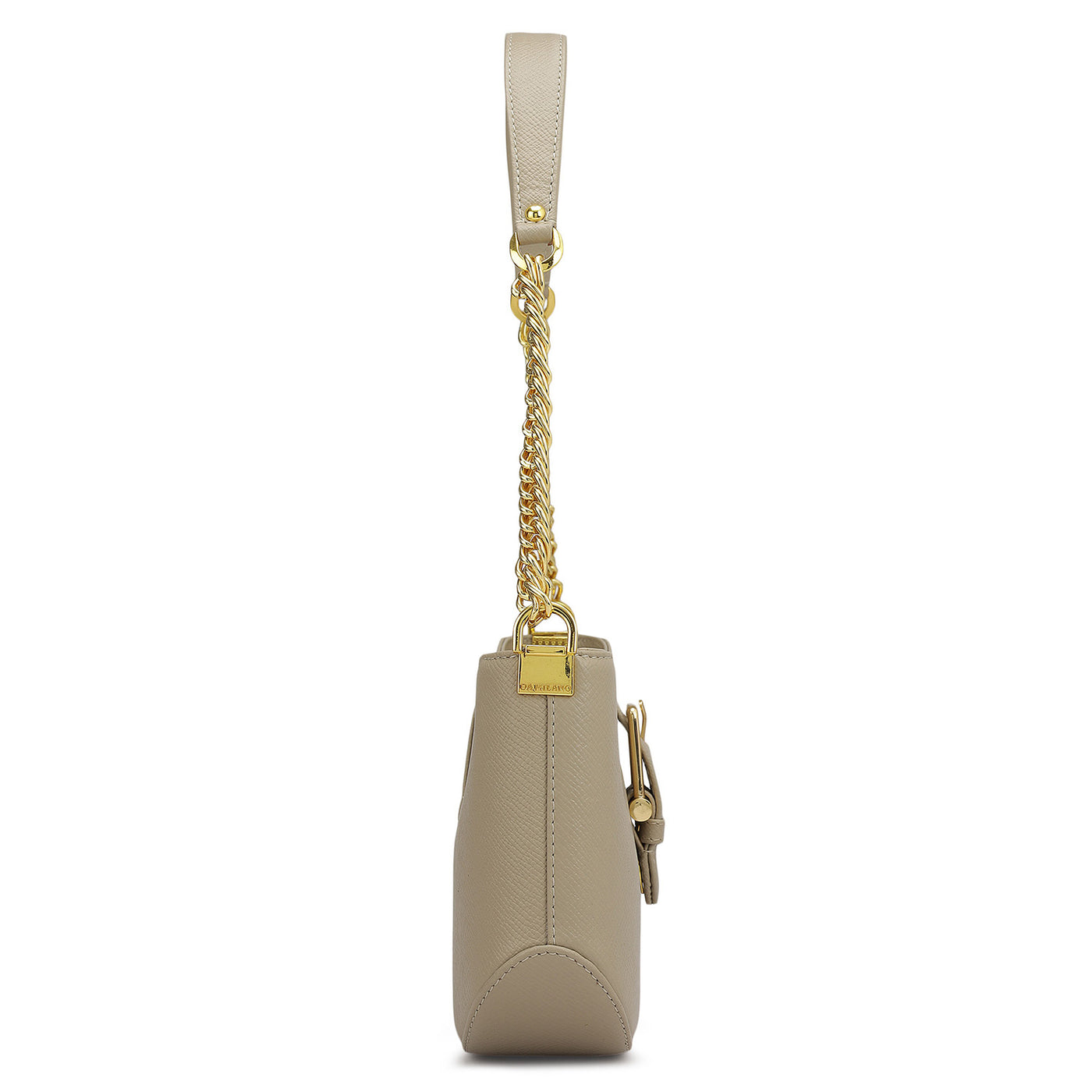 Small Franzy Leather Baguette - Chalk