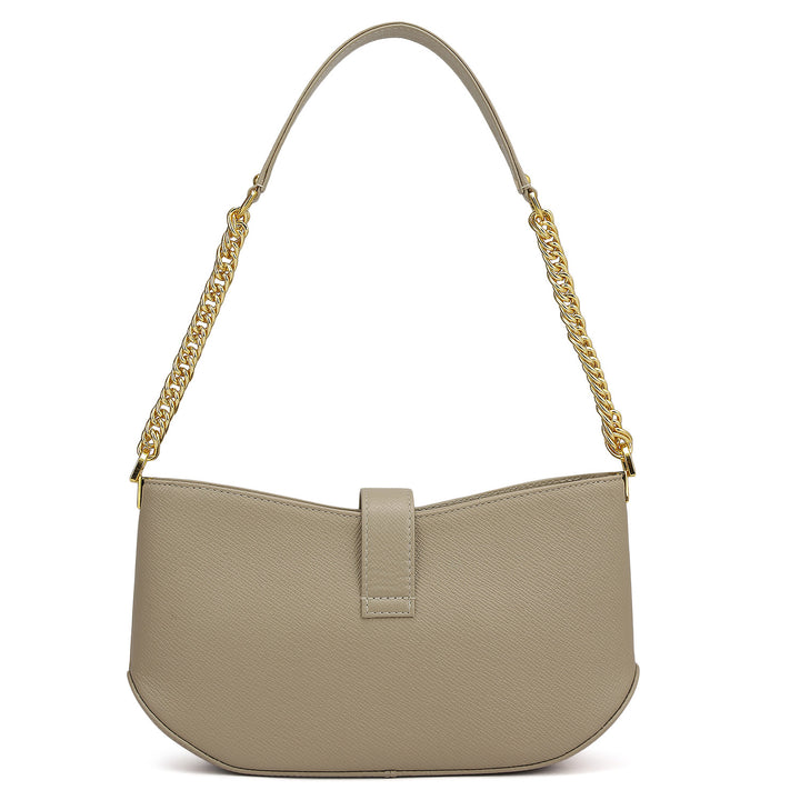 Small Franzy Leather Baguette - Chalk