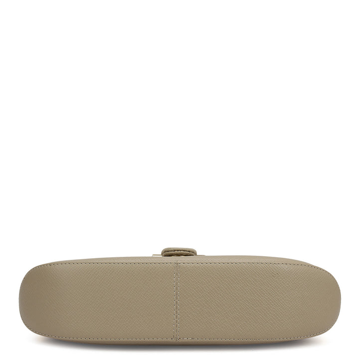 Small Franzy Leather Baguette - Chalk
