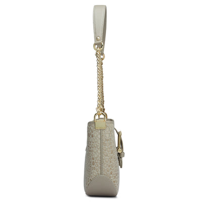 Small Croco Leather Baguette - Frost