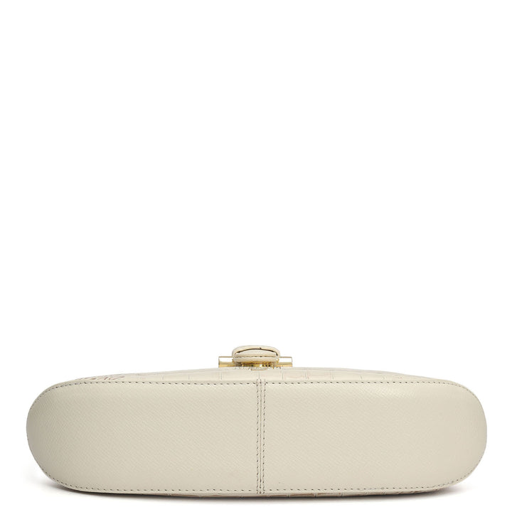 Small Croco Leather Baguette - Marshmallow