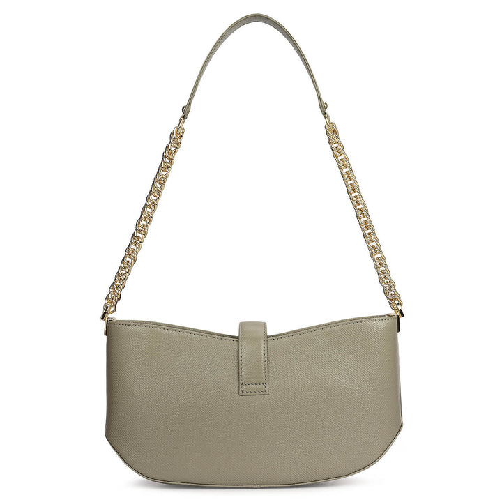 Small Franzy Leather Baguette - Stone Grey