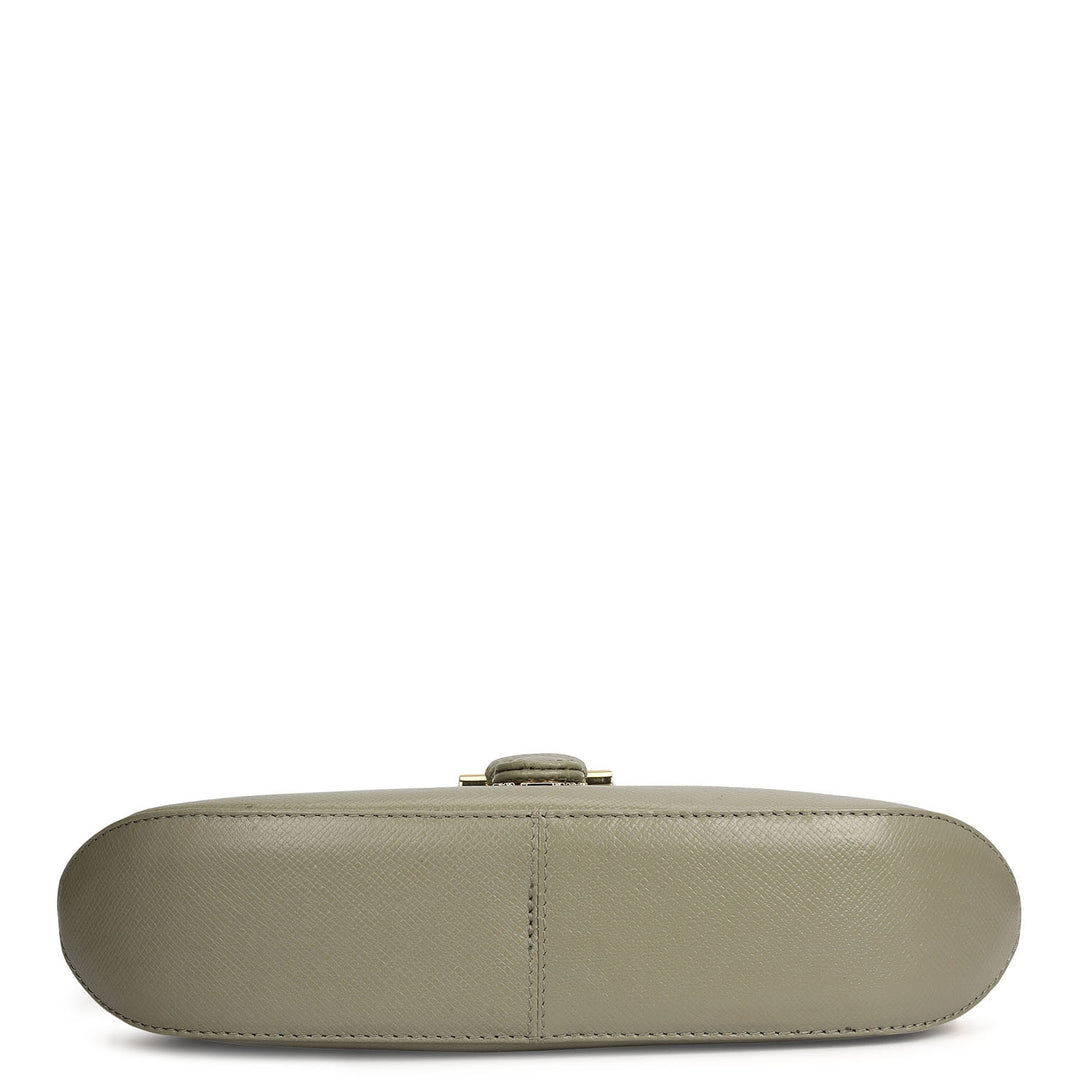 Small Franzy Leather Baguette - Stone Grey