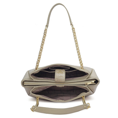 Small Croco Leather Shoulder Bag - Frost