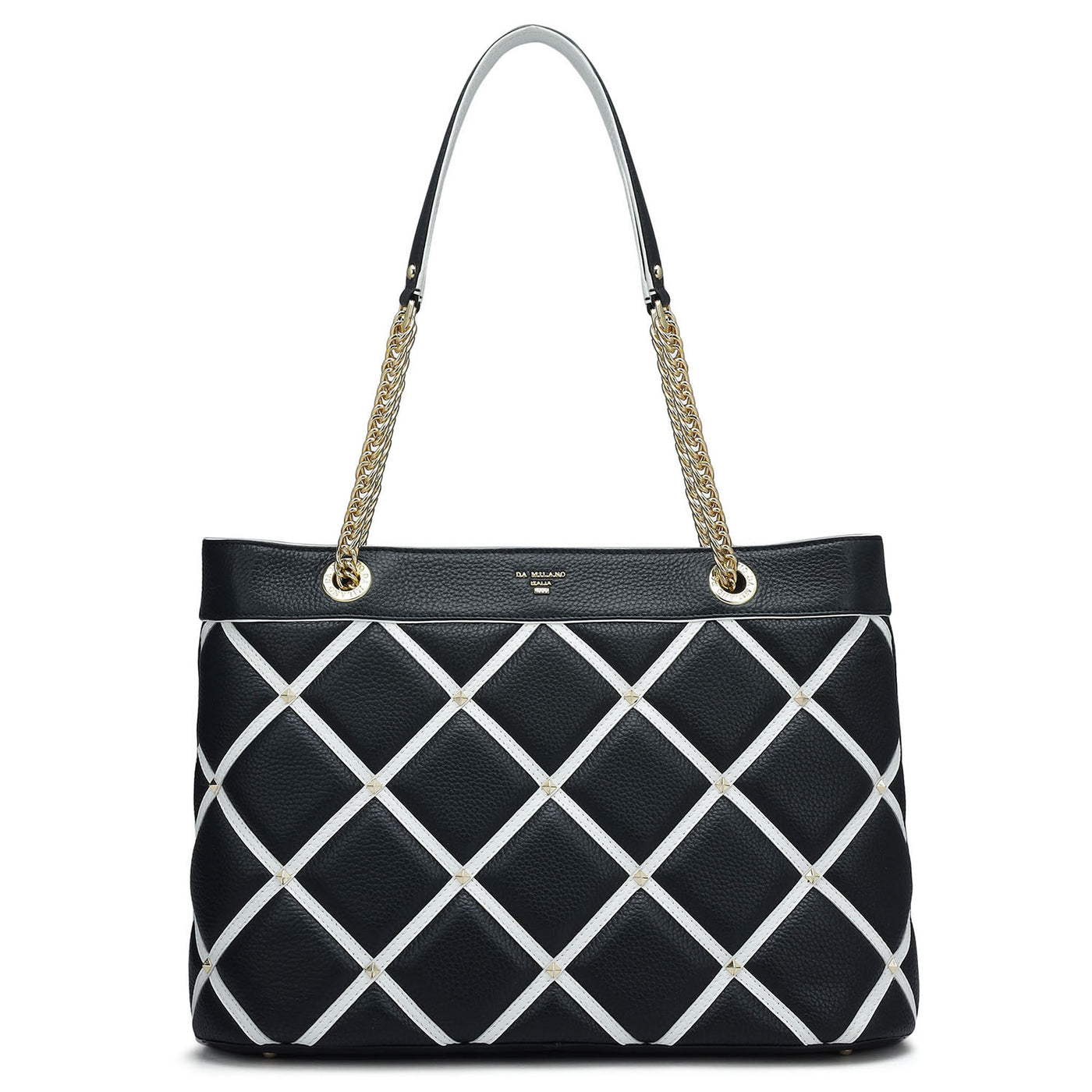 Medium Quilting Wax Leather Shoulder Bag - Black