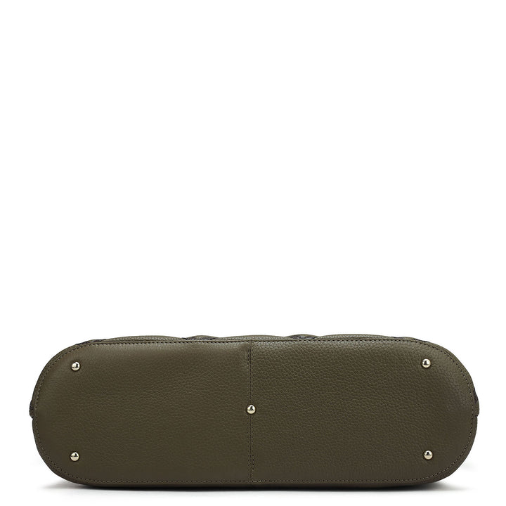 Medium Quilting Wax Leather Shoulder Bag - Moss