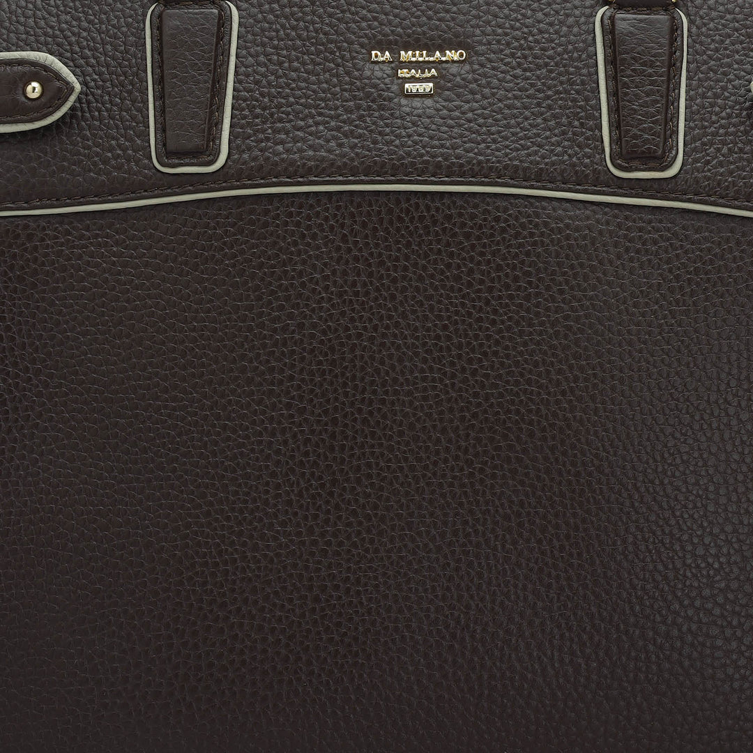 Medium Wax Leather Satchel - Chocolate