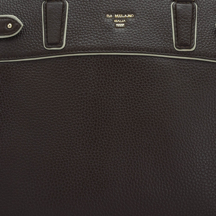 Medium Wax Leather Satchel - Chocolate