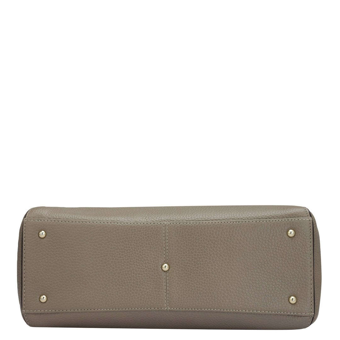 Medium Wax Leather Satchel - Greyish Taupe
