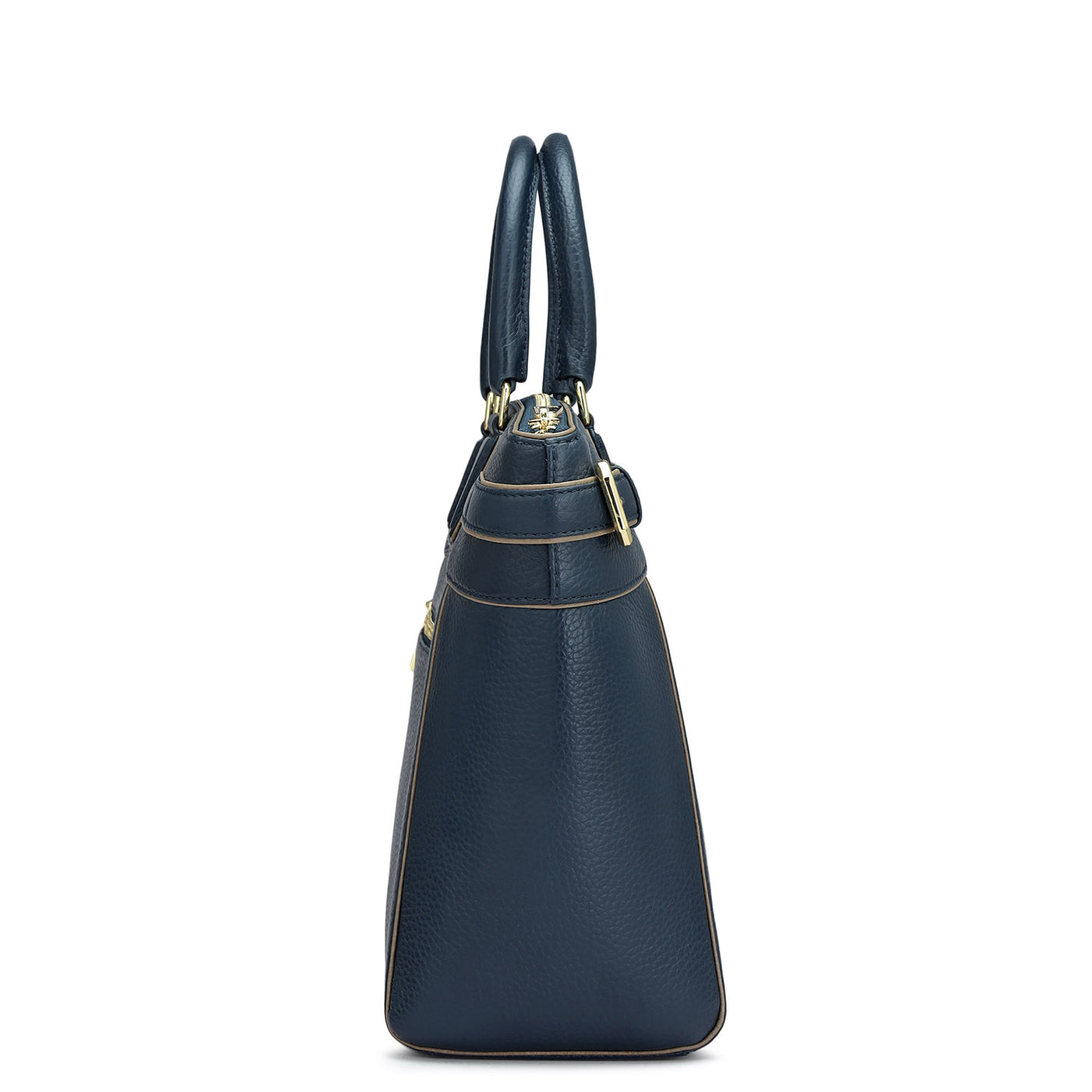 Medium Wax Leather Satchel - Navy
