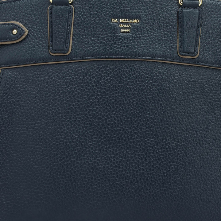 Medium Wax Leather Satchel - Navy