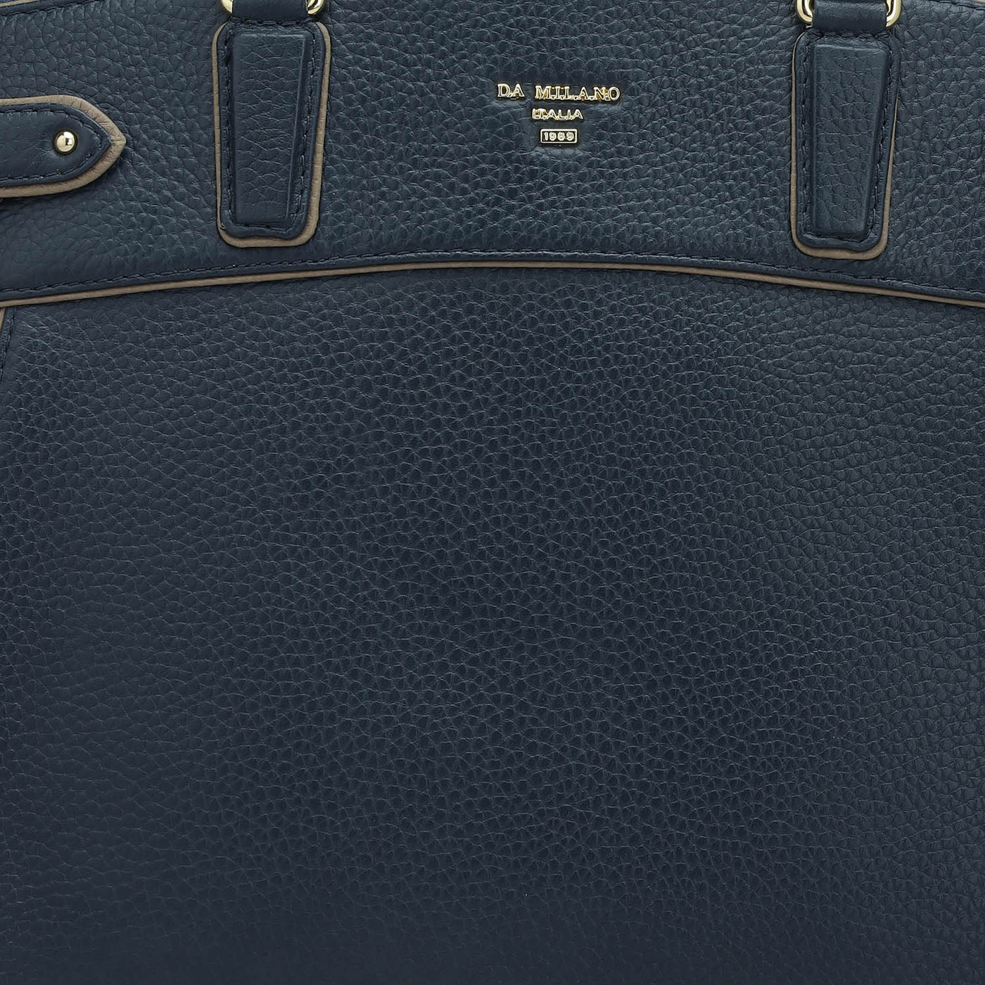 Medium Wax Leather Satchel - Navy