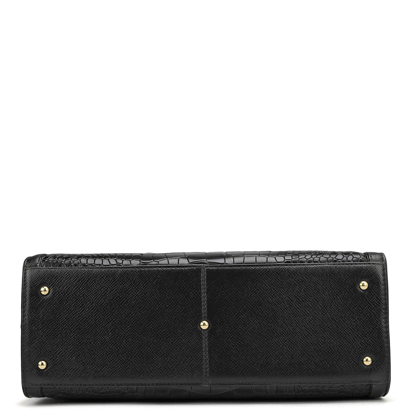 Medium Croco Leather Book Tote - Black