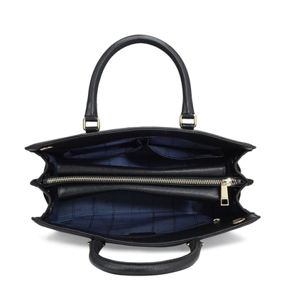 Medium Croco Leather Book Tote - Black