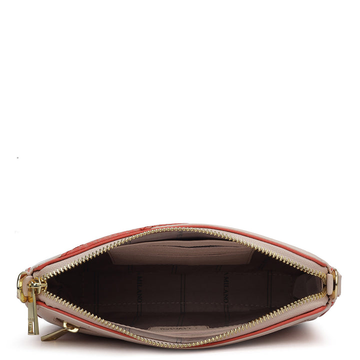 Small Franzy Monogram Leather Baguette - Blush