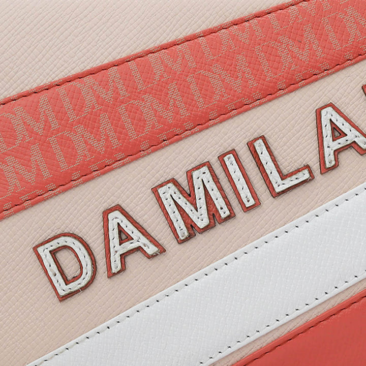 Small Franzy Monogram Leather Baguette - Blush