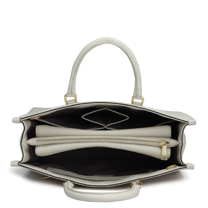 Medium Wax Leather Book Tote - Butter