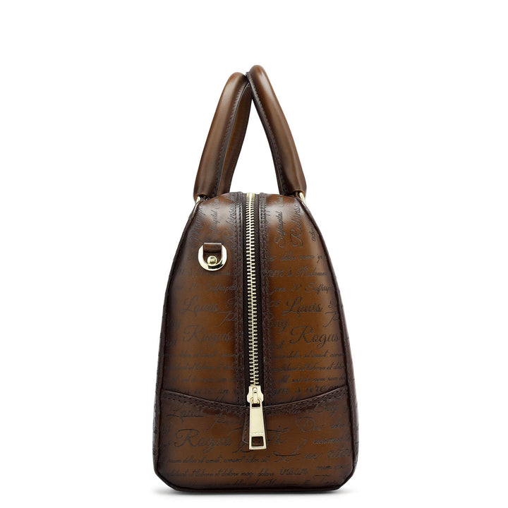 Medium Signato Leather Satchel - Cognac