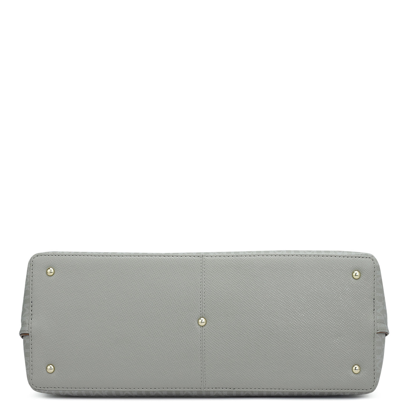 Large Monogram Leather Tote - Stone Grey