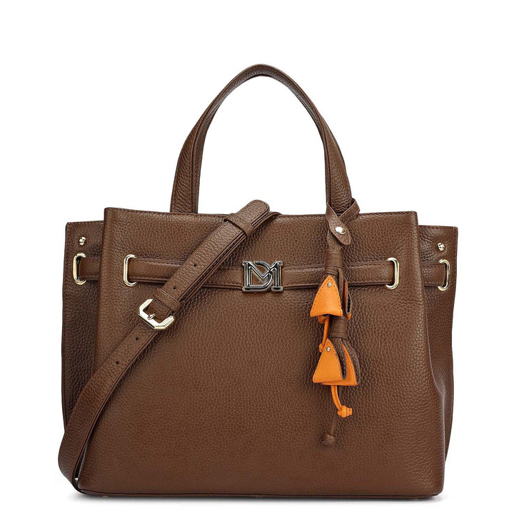 Medium Wax Leather Satchel - Mocha