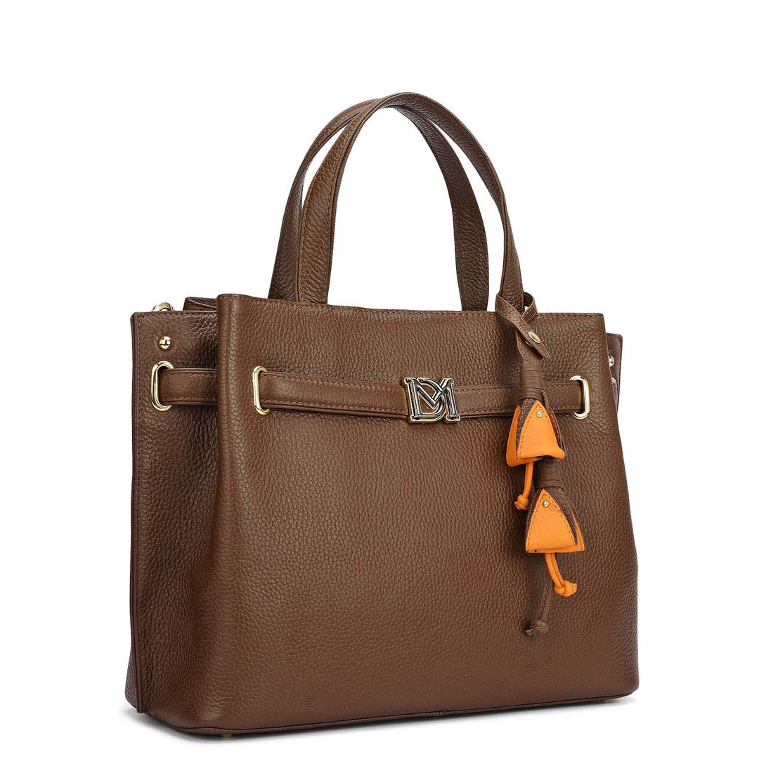 Medium Wax Leather Satchel - Mocha