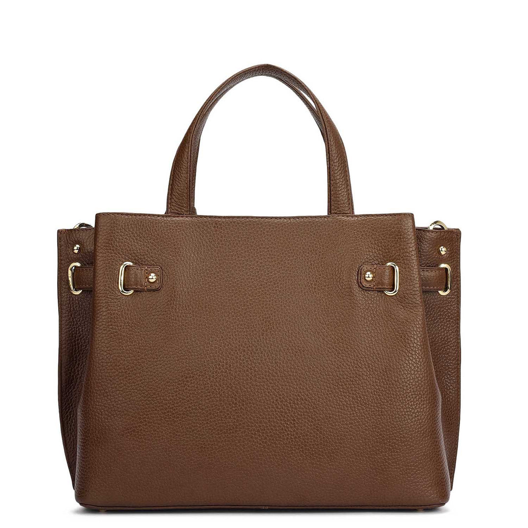 Medium Wax Leather Satchel - Mocha
