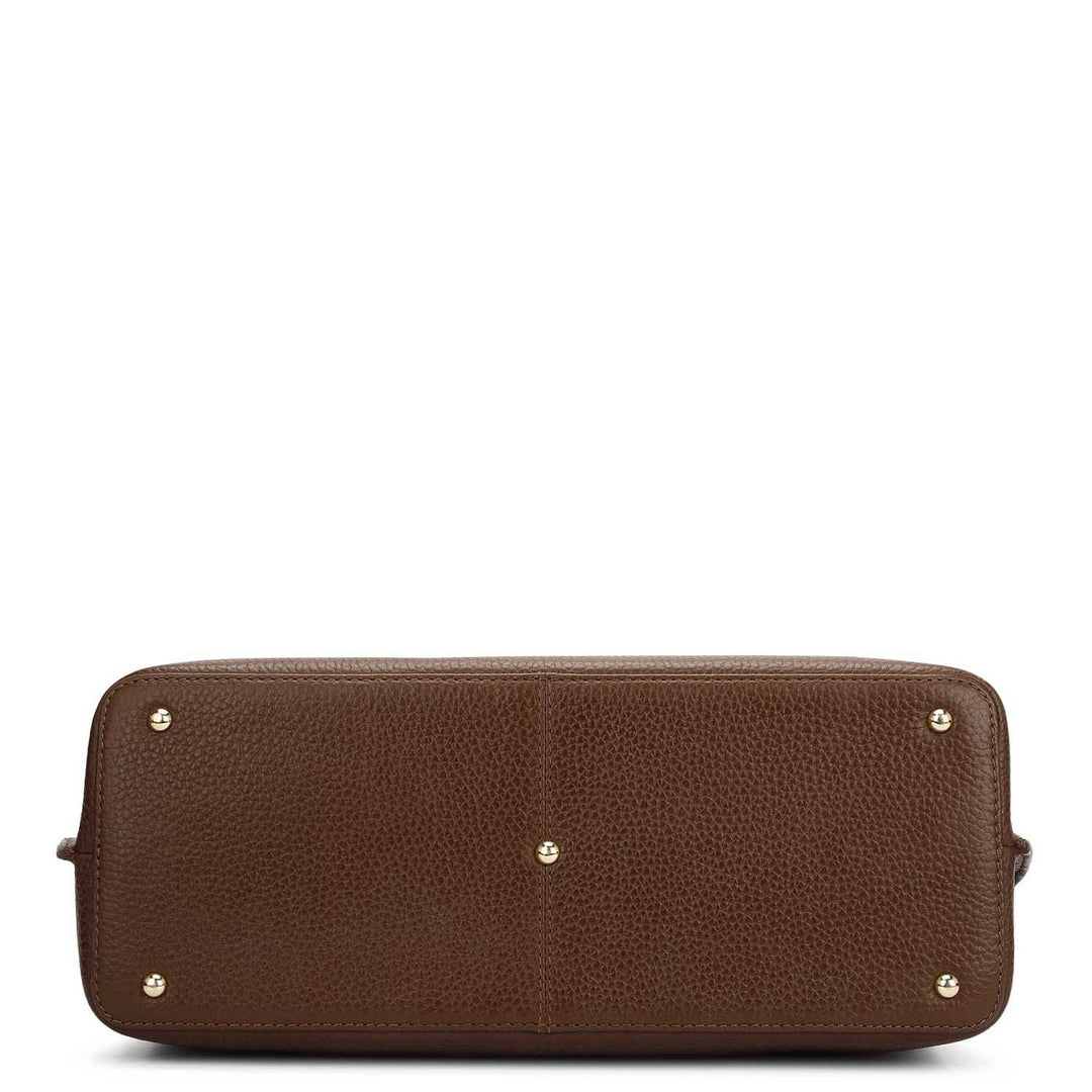 Medium Wax Leather Satchel - Mocha