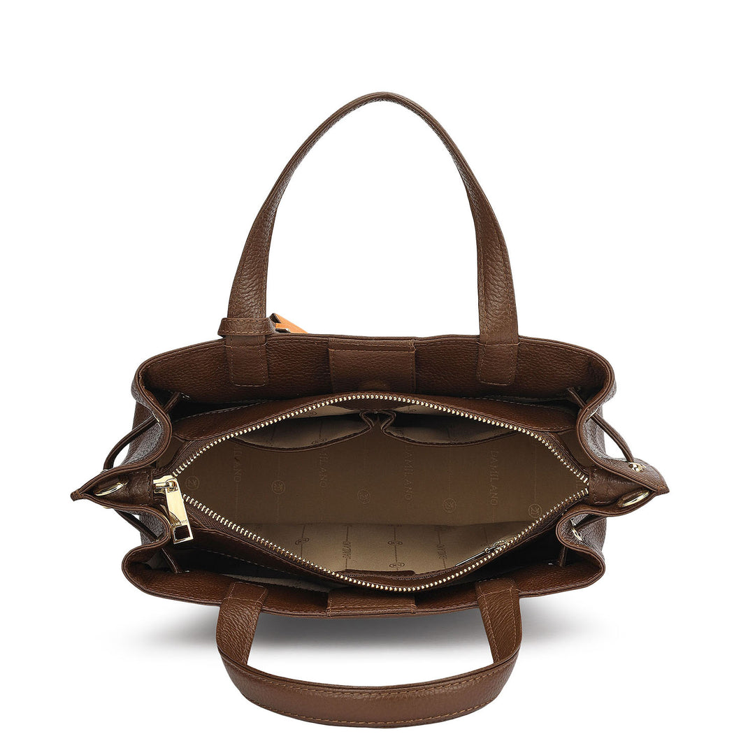 Medium Wax Leather Satchel - Mocha