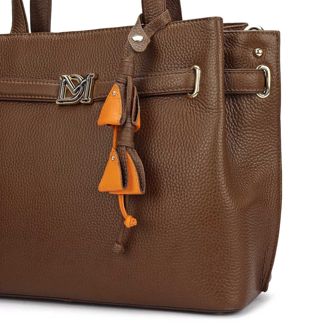 Medium Wax Leather Satchel - Mocha