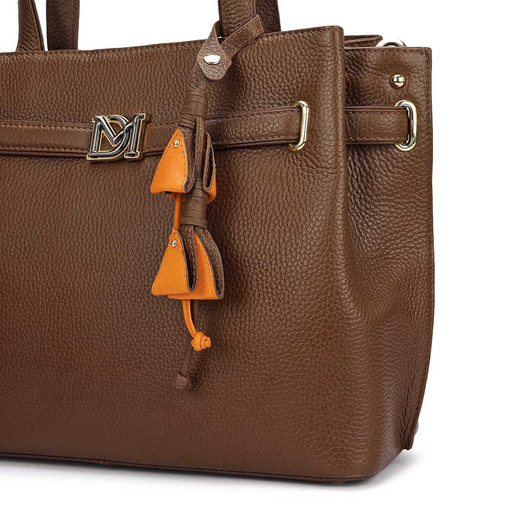 Medium Wax Leather Satchel - Mocha