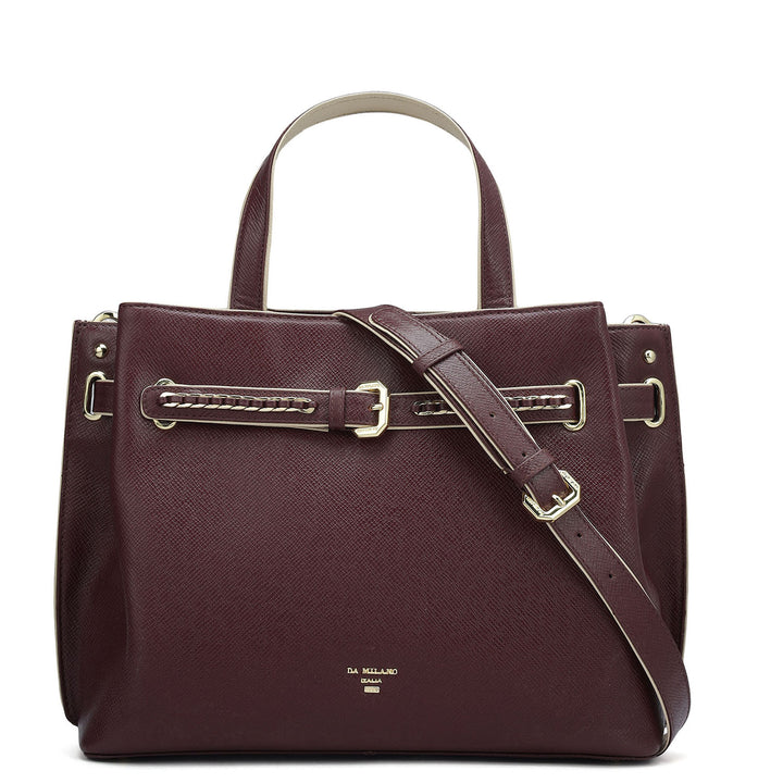 Medium Franzy Leather Satchel - Wine