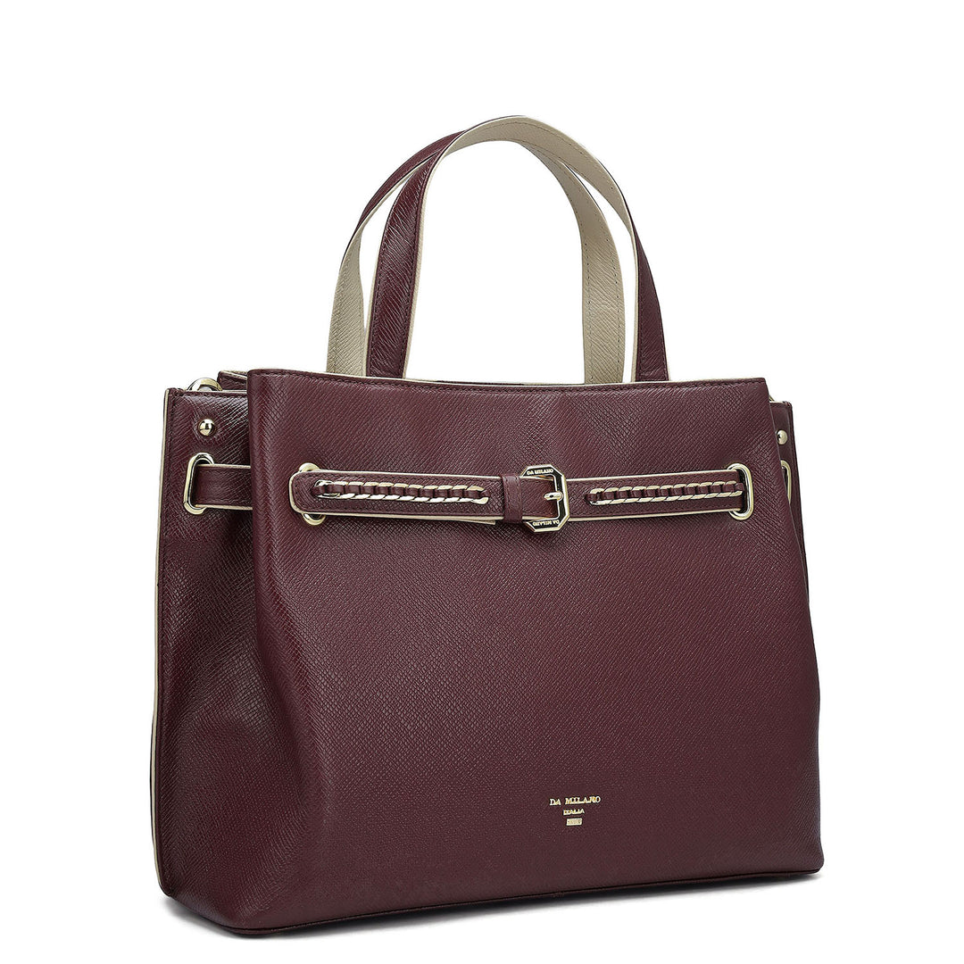 Medium Franzy Leather Satchel - Wine