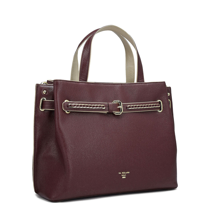 Medium Franzy Leather Satchel - Wine