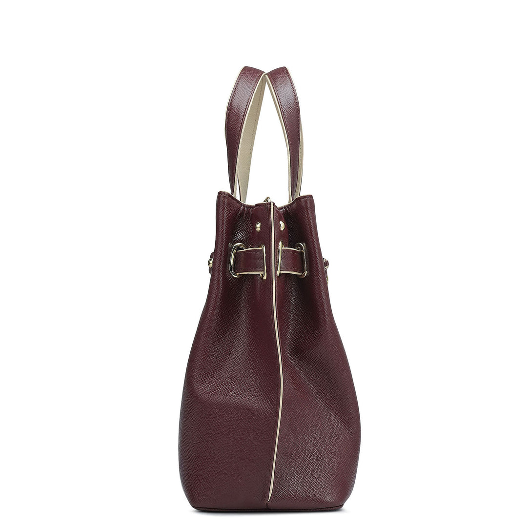 Medium Franzy Leather Satchel - Wine