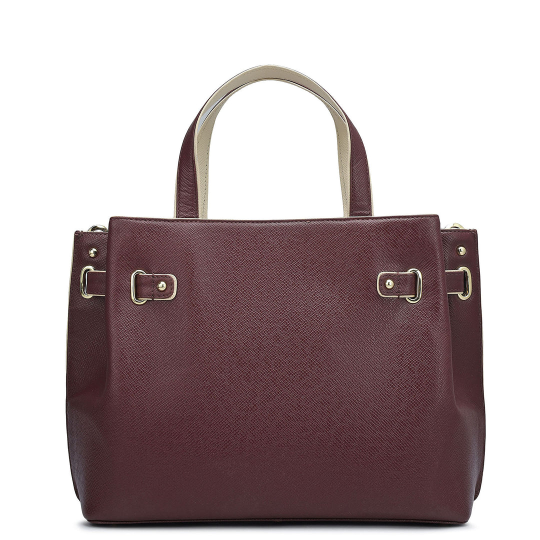Medium Franzy Leather Satchel - Wine
