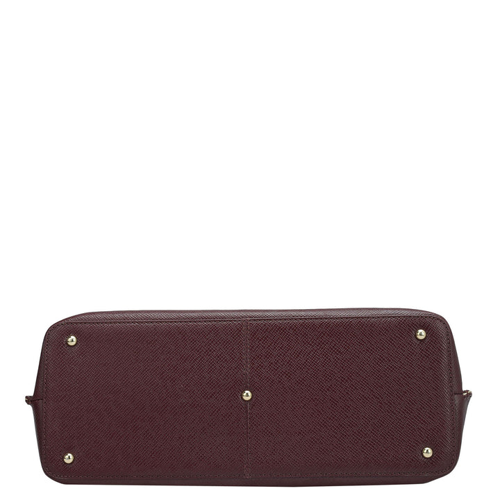 Medium Franzy Leather Satchel - Wine