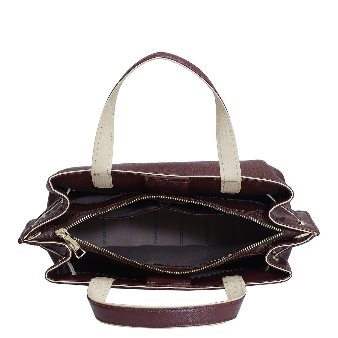 Medium Franzy Leather Satchel - Wine