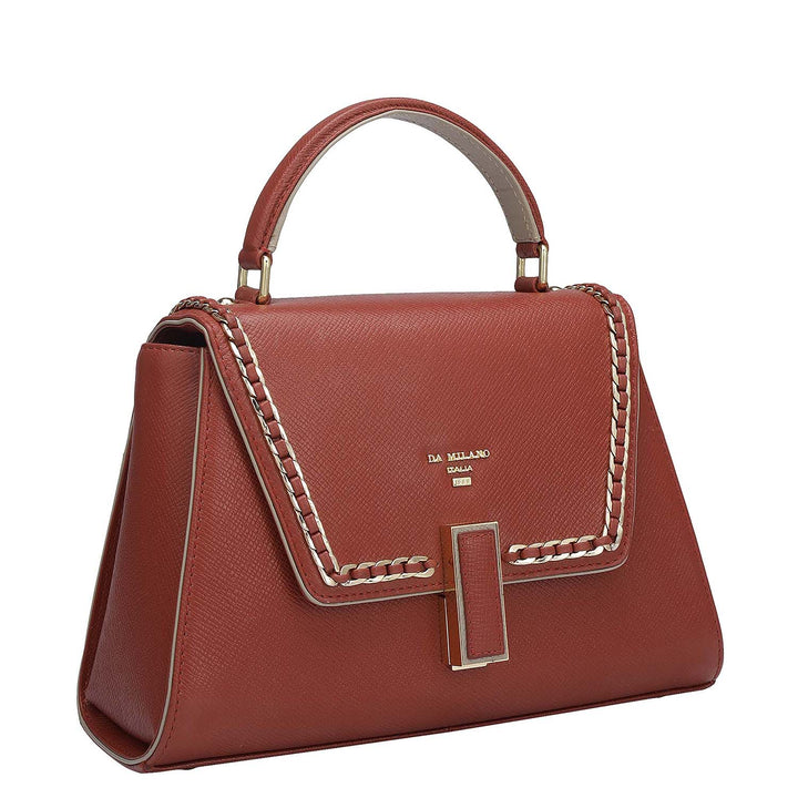 Small Franzy Leather Satchel - Brick