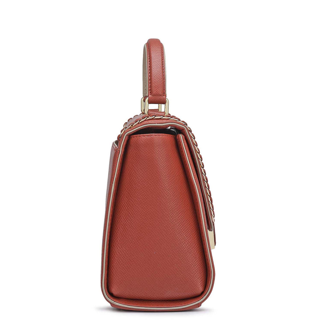 Small Franzy Leather Satchel - Brick