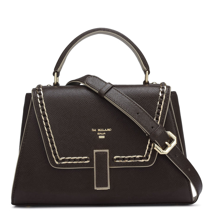 Small Franzy Leather Satchel - Chocolate