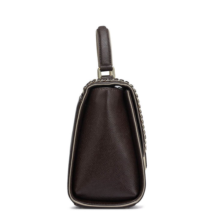 Small Franzy Leather Satchel - Chocolate