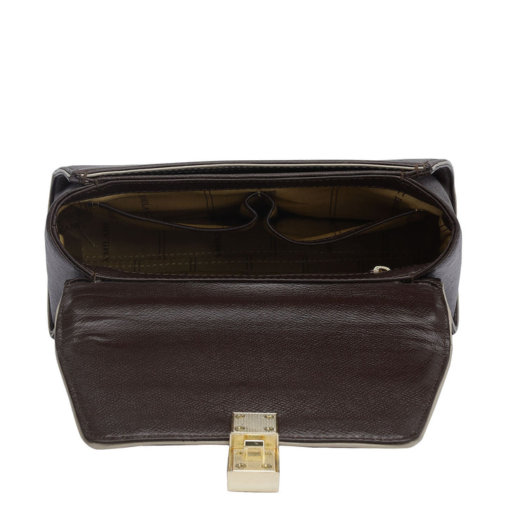 Small Franzy Leather Satchel - Chocolate