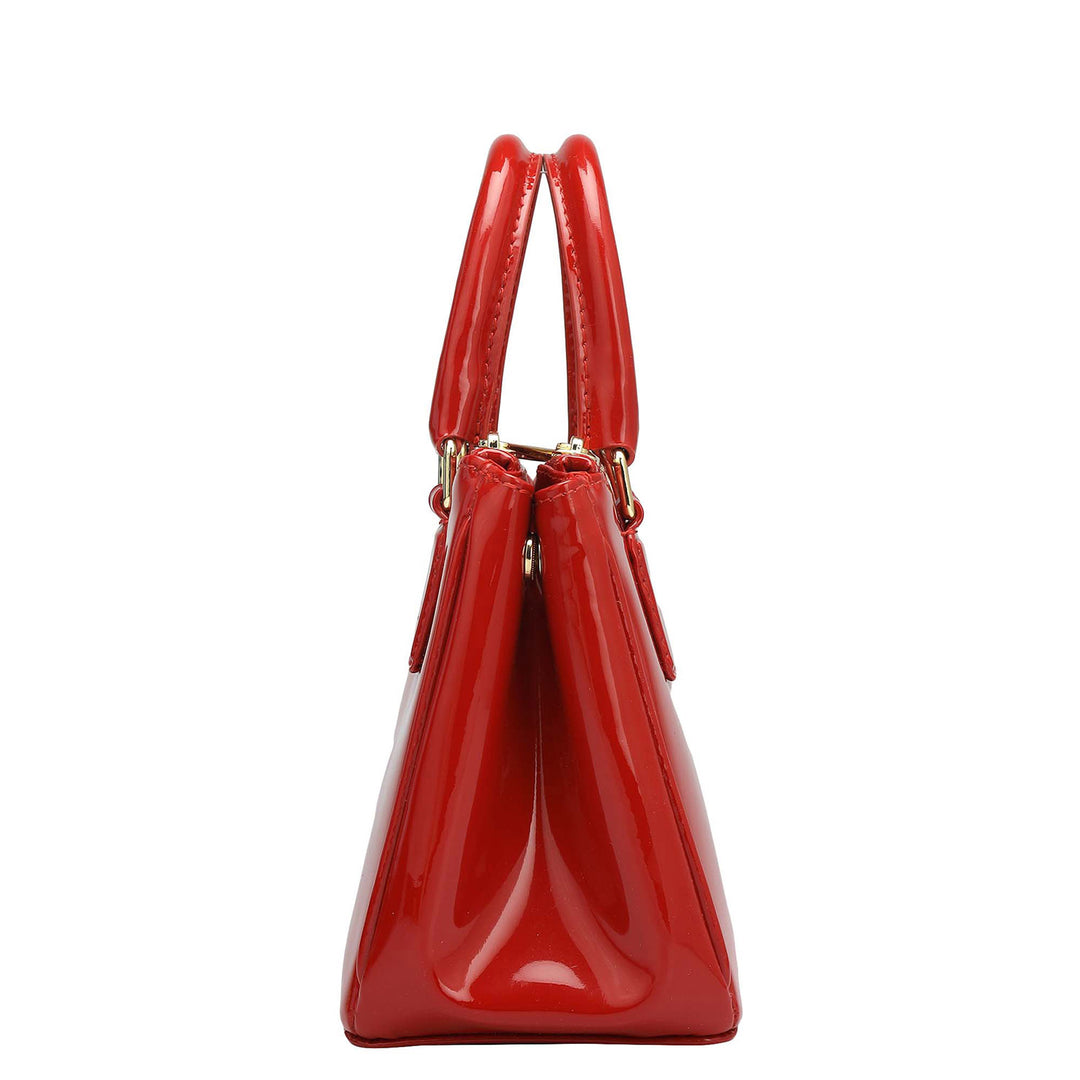 Small Patent Leather Satchel Red Da Milano