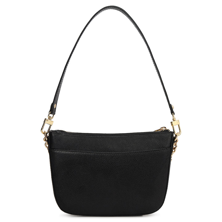 Small Franzy Leather Baguette - Black