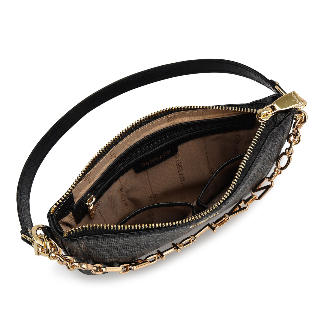 Small Franzy Leather Baguette - Black