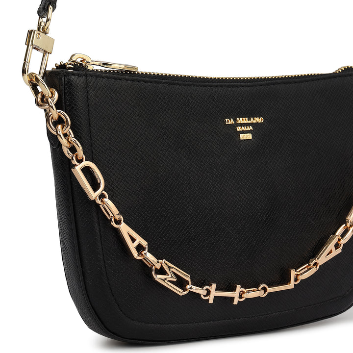 Small Franzy Leather Baguette - Black