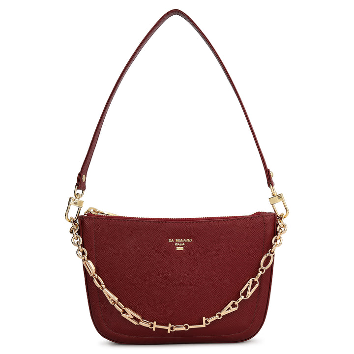 Small Franzy Leather Baguette - Cherry