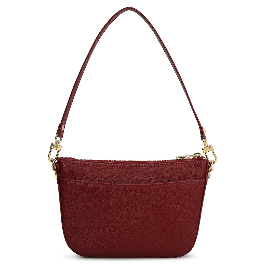 Small Franzy Leather Baguette - Cherry