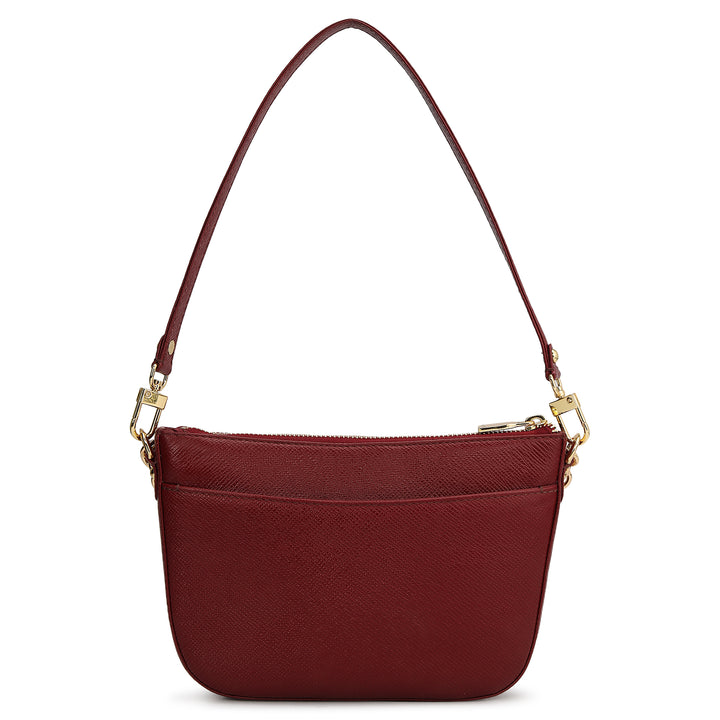 Small Franzy Leather Baguette - Cherry